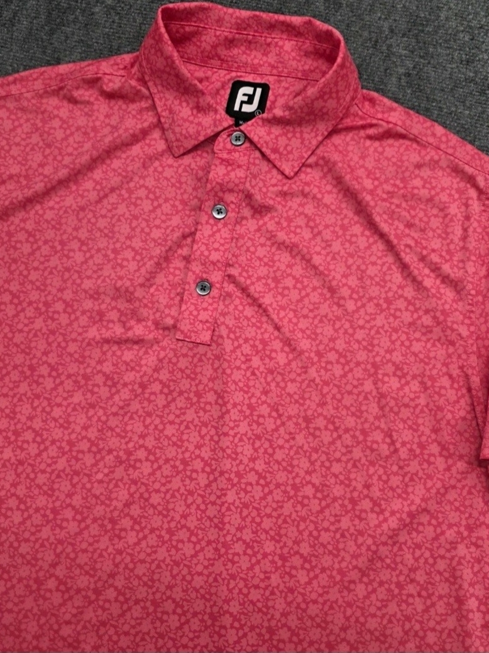 FootJoy Men's Coral Pink Floral Print Golf Polo - Large